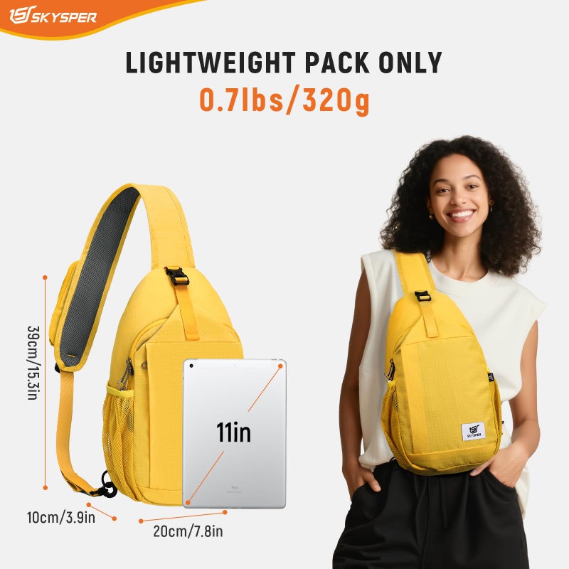 SKYSPER Sling Bag RFID Cross Body Bag Recycled Crossbody Backpack Travel Daypack(Apricot) - Image 2