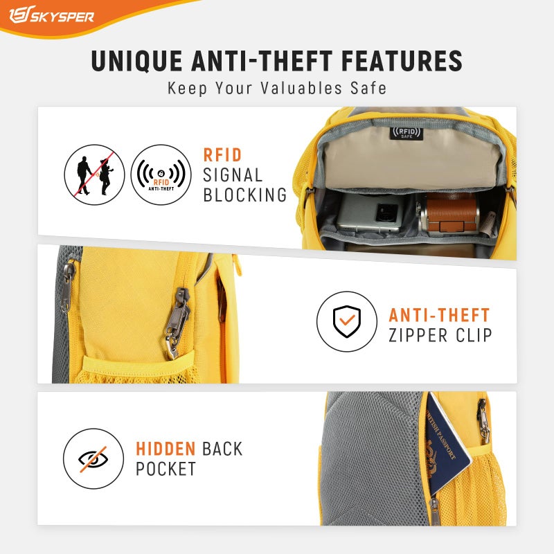 SKYSPER Sling Bag RFID Cross Body Bag Recycled Crossbody Backpack Travel Daypack(Apricot) - Image 3