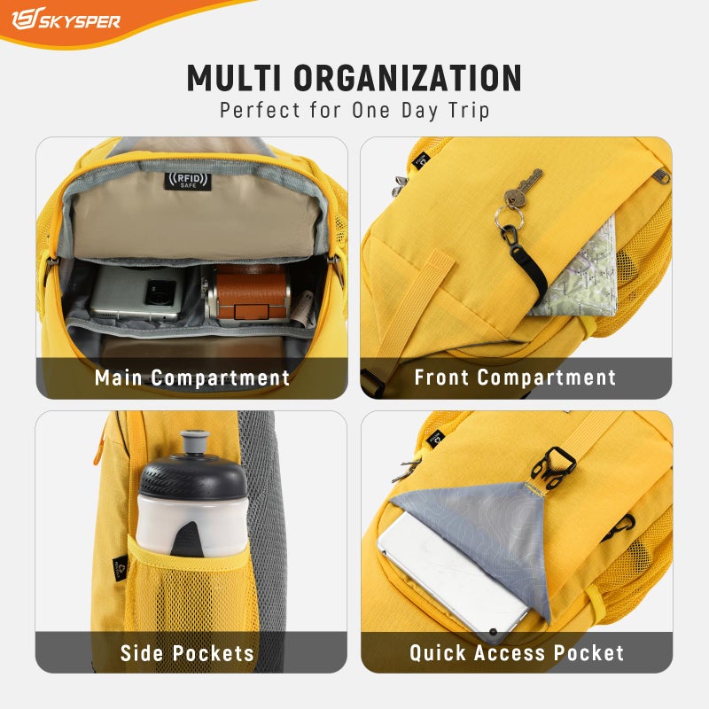 SKYSPER Sling Bag RFID Cross Body Bag Recycled Crossbody Backpack Travel Daypack(Apricot) - Image 5