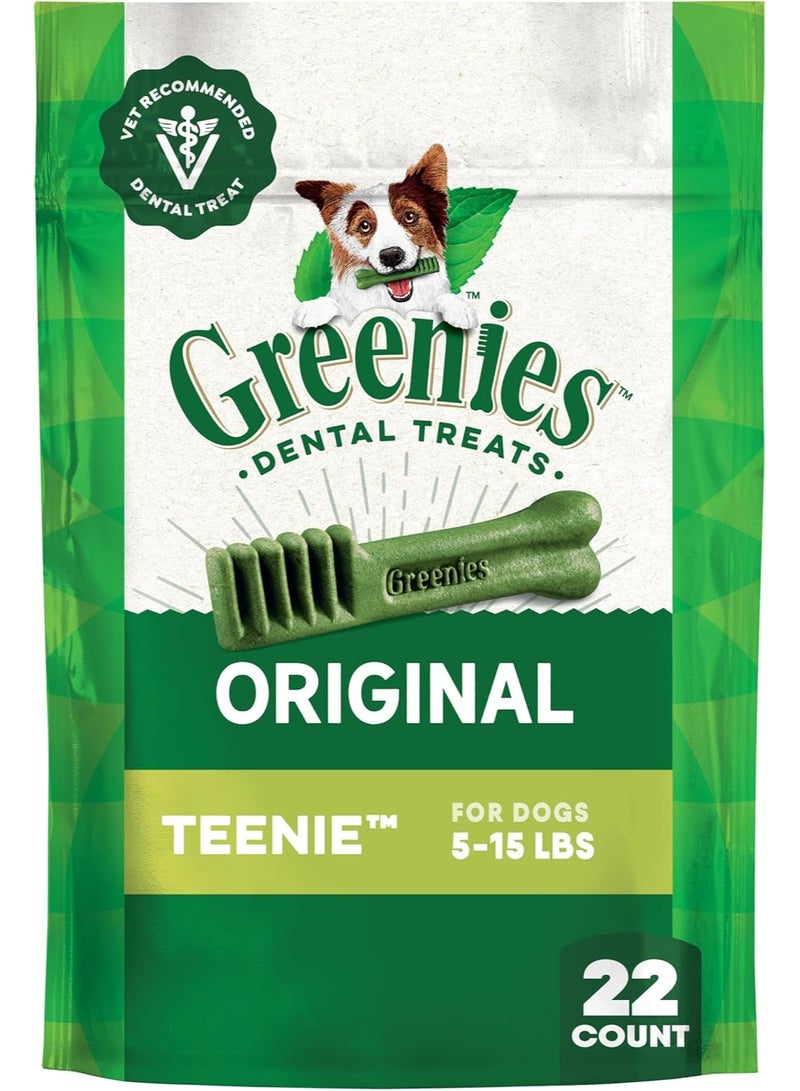Greenies Veterinarian-Recommended Natural Dental Dog Treats Teenie Size, Original Flavor, 6 oz. Pack, 22 Count - Image 1
