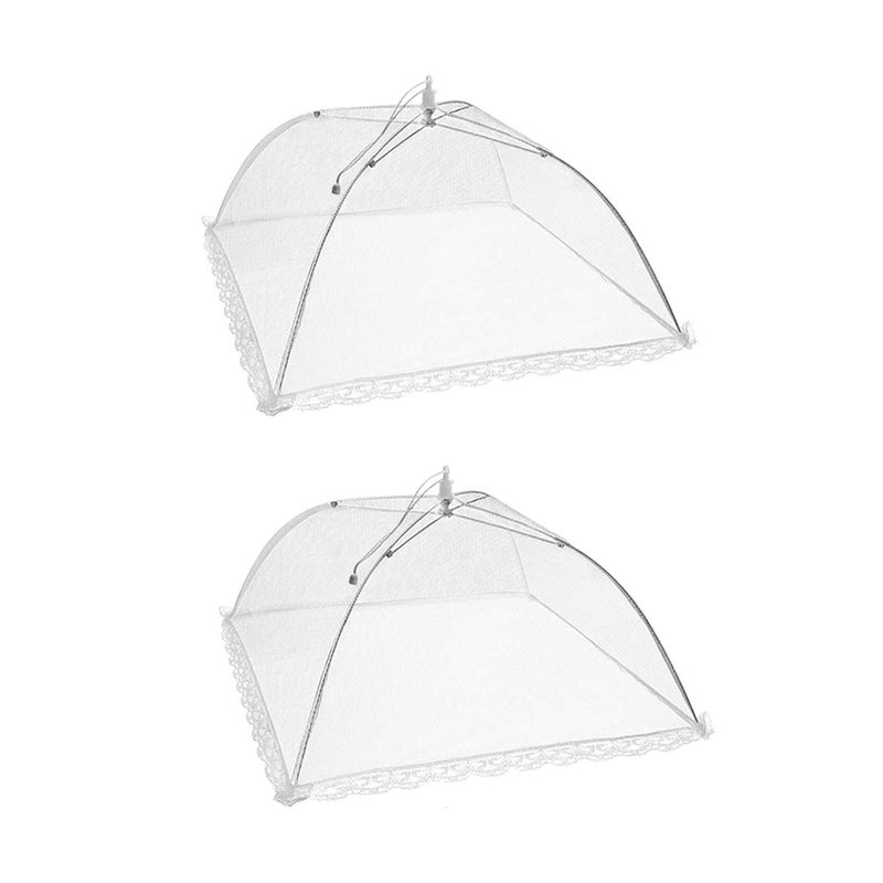 TOUGS 2 Pack PopUp Mesh Food Covers 17 Inches UmbrellaStyle Folding Mesh Food Cover Picnic Dome Food Protector Tent Keep Out Flies Bugs Mosquitoes 