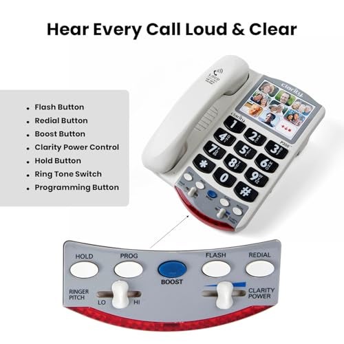 Clarity P300 Landline Phone with Sound Amplification, Hearing Impaired Phones, Adjustable Ringer Pitch and Volume Control, Corded Phone Design - Image 2