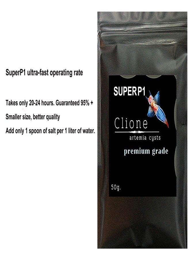 HULX Clione SuperP1 50 g. (Premium Grade) Artemia Cysts Brine Shrimp Eggs Fish Food 95% Plus Hatch Rate in 24-32 Hour, Fresh Stock Tested, for All Tropical Fish Goldfish KOI Baby Fry Fish Guppy Betta Fish - Image 2