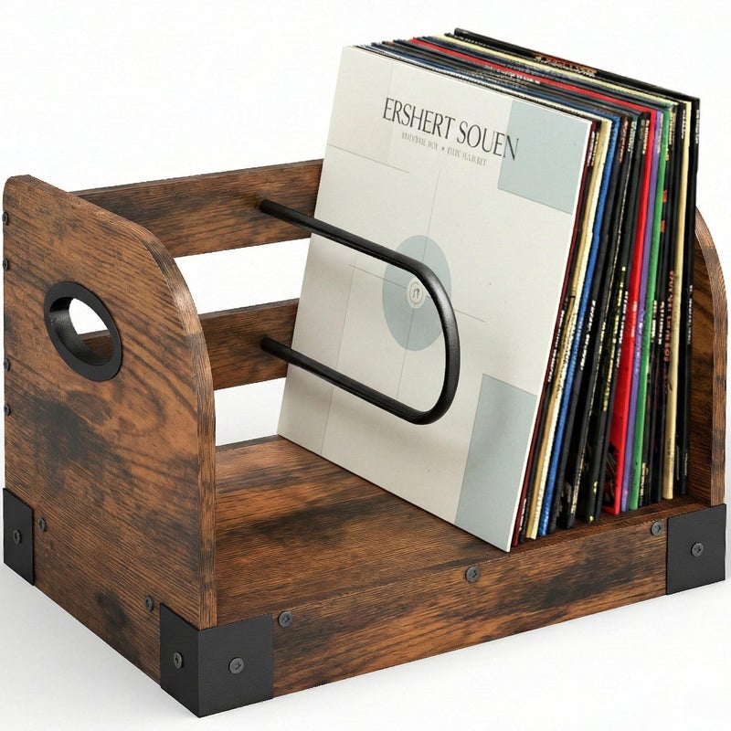 ZEXVIDA Vinyl Record Storage Rack for 65 LPs, Vinyl Record Album Holder Heavy-Duty Record Storage Shelf with Handles, Record Holder, Multi-Purpose Organizer - Image 1