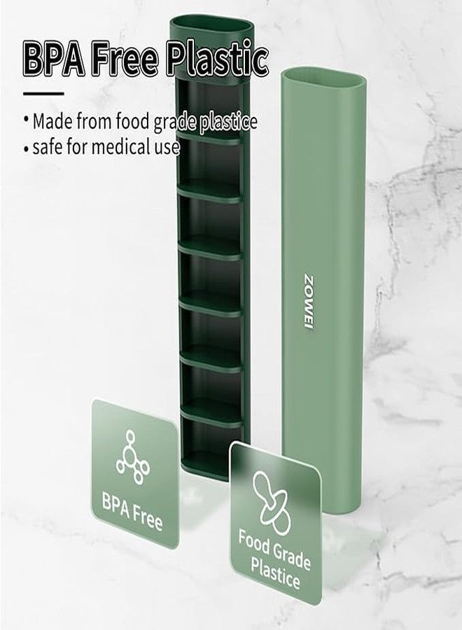 VALUEVIBES Travel Pill Box, Tablet Organiser Portable Pill Organisers, 7 Days 2 Times a Day, Small Medicine Organiser with Chains, Long Pill Dispenser 1 Times a Day for Travel (Green) - Image 4