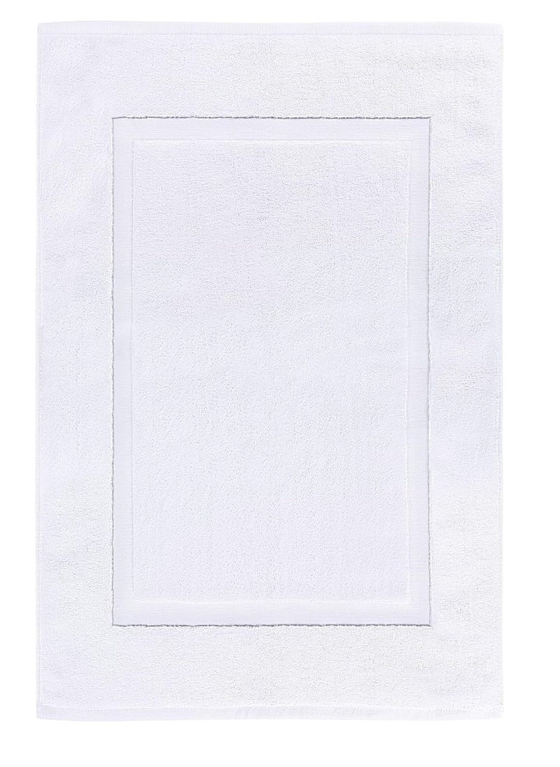 سيجنولا دواسه حمام فاخر مخطط – منشفة أرضية من قطعة واحدة – مقاومة للانزلاق و ماصة – قطن فندقي سبا للاستحمام/حوض الاستحمام [ليس سجادة حمام]، 50 × 70 سم، لون أبيض. - Image 1