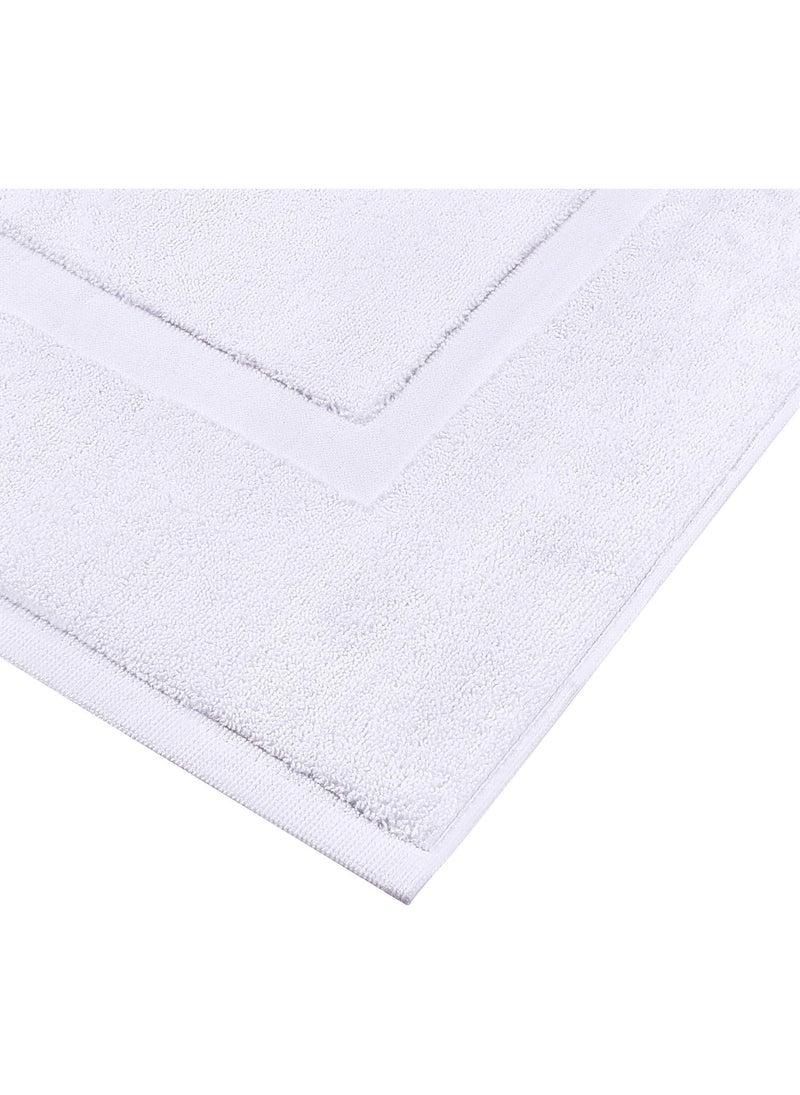 سيجنولا دواسه حمام فاخر مخطط – منشفة أرضية من قطعة واحدة – مقاومة للانزلاق و ماصة – قطن فندقي سبا للاستحمام/حوض الاستحمام [ليس سجادة حمام]، 50 × 70 سم، لون أبيض. - Image 5