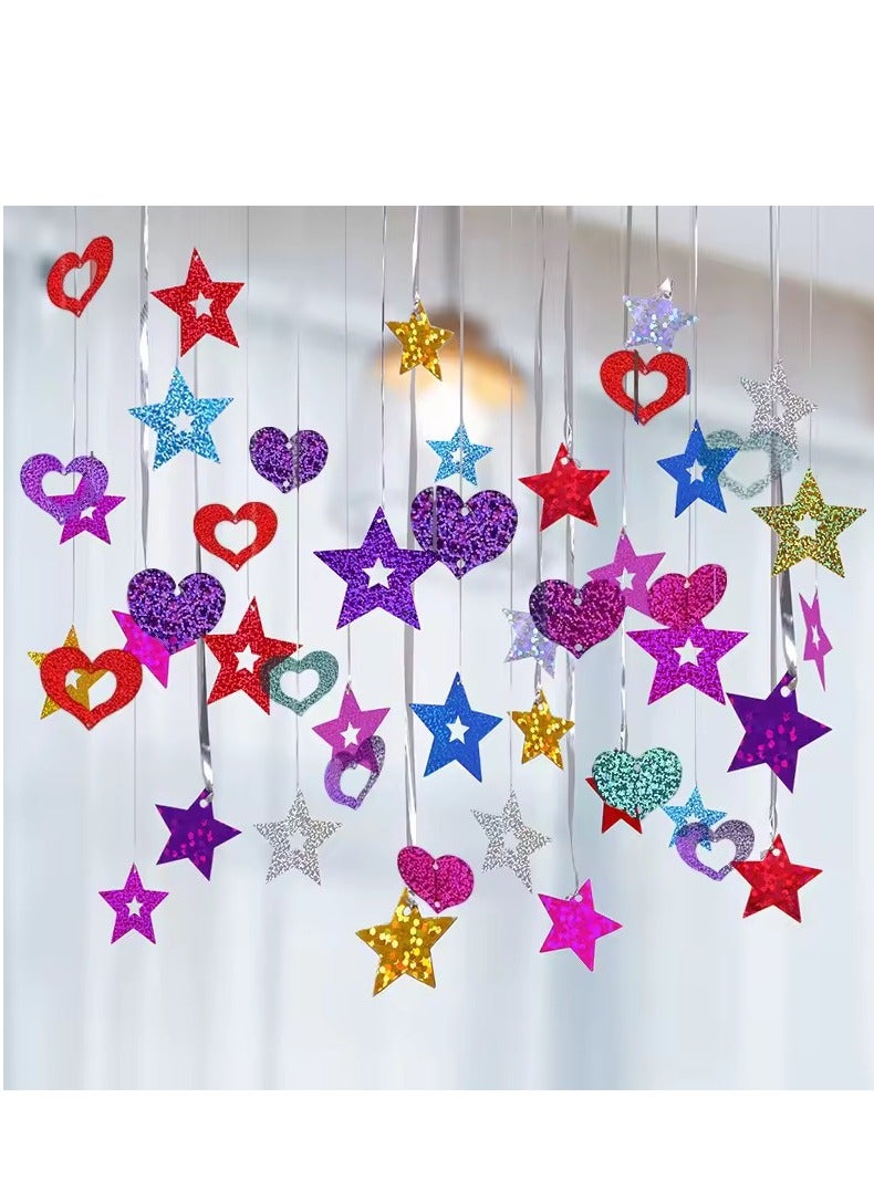 100pcs Multicolor Stars PVC Swirls Decoration Shiny Twinkle Stars Hanging For Ramadan Eid Party Decoration - Image 3