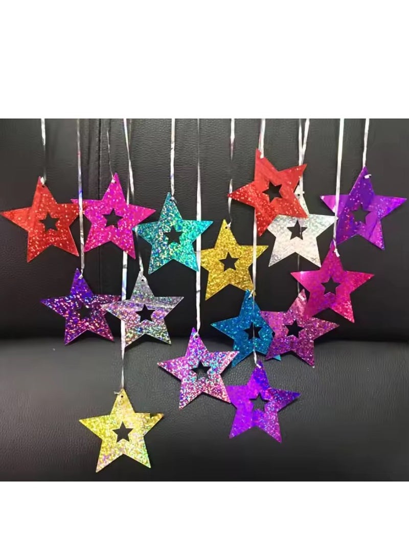 100pcs Multicolor Stars PVC Swirls Decoration Shiny Twinkle Stars Hanging For Ramadan Eid Party Decoration - Image 4