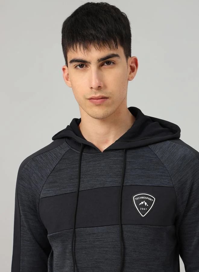 Technosport Contrast Panel Melange Fleece Jacket with Hood by Styli
