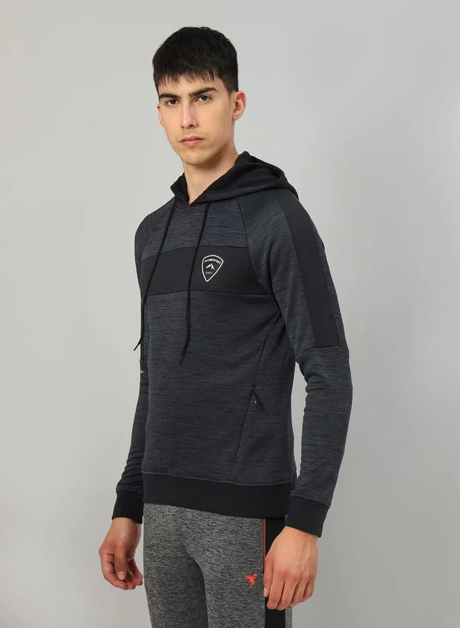 Technosport Contrast Panel Melange Fleece Jacket with Hood by Styli