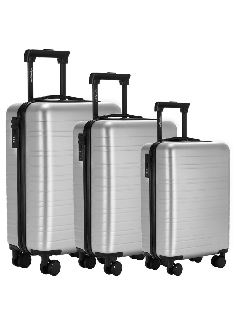 OHAHO Luggage Set 3-Piece Carry On Luggage ABS Material Hard Shell Suitcase with Wheels TSA Lock Scalable Trolley Luggage Bag 20/24/28 Inch （Silver）  - Image 1