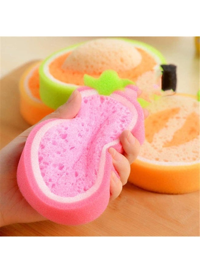 4 Pack Baby Bath Sponge, Fun Kid Bath Toys Sponges, Cute Fruits Shaped Bath Brushes Scrubbers, Soft Texture, Effectively Remove Dirt, Bathing Tools for Kids Bath Time Toys - Image 3