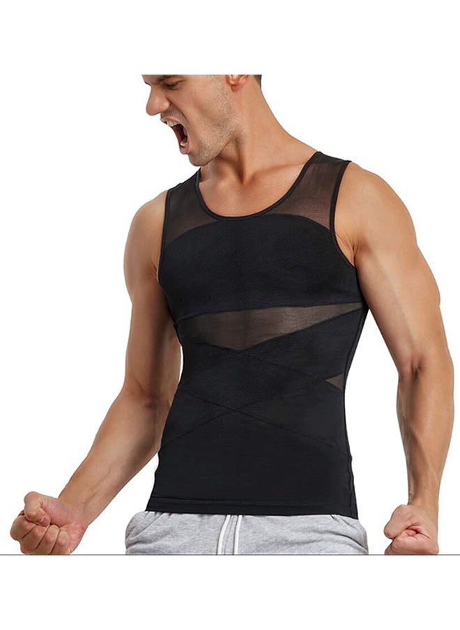 Realfrog Chest Compression Vest Men Body Shaper Sleeveless Posture Corrector Slimming Waist Control Tummy Trimmer Mesh Tops Compression Shirt for Men Slimming Undershirt Body Shaper Tank top Shapewear Vest(XL)  - Image 1