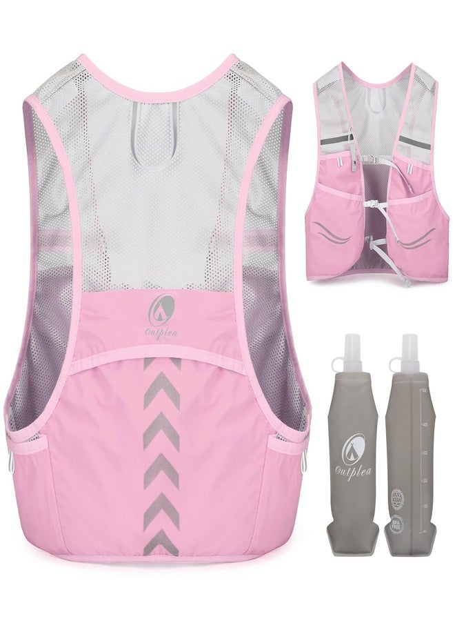 Outplea Elastic Running Vest with 2pcs Water Bottles, Ultralight Hydration Vest with Phone Holder, Fast-drying Mesh Hydration Backpack for Trail Racing Marathon Cycling, Pink - Image 1