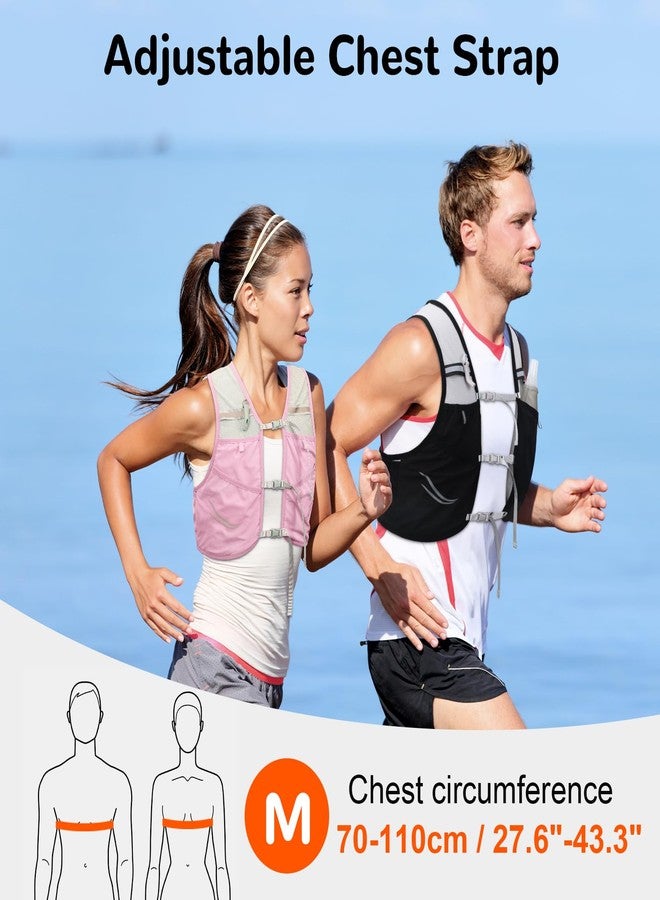 Outplea Elastic Running Vest with 2pcs Water Bottles, Ultralight Hydration Vest with Phone Holder, Fast-drying Mesh Hydration Backpack for Trail Racing Marathon Cycling, Pink - Image 2