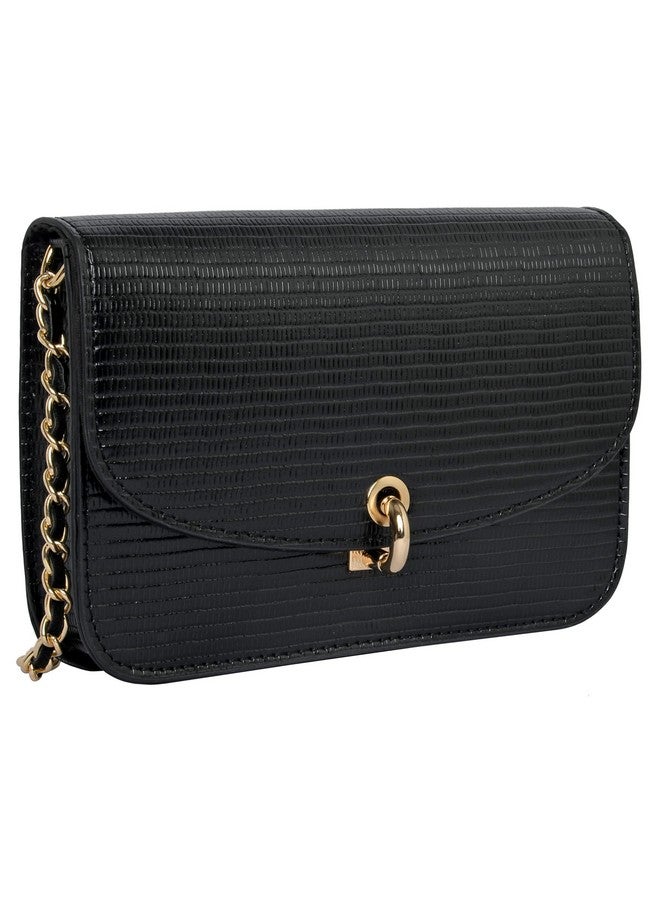 Accessorize London Women's Faux Leather Black Eddie Croc Sling Bag |Trendy Stylish Crossbody Bags For Daily Use | Messenger Bag - Image 2