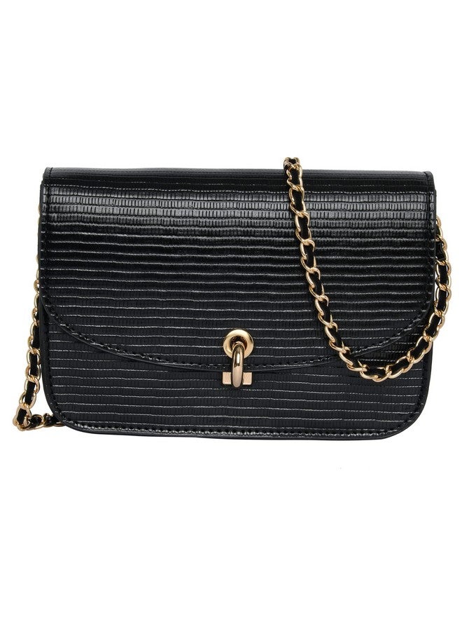 Accessorize London Women's Faux Leather Black Eddie Croc Sling Bag |Trendy Stylish Crossbody Bags For Daily Use | Messenger Bag - Image 1