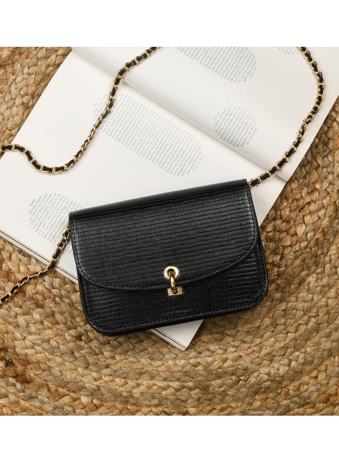 Accessorize London Women's Faux Leather Black Eddie Croc Sling Bag |Trendy Stylish Crossbody Bags For Daily Use | Messenger Bag - Image 5