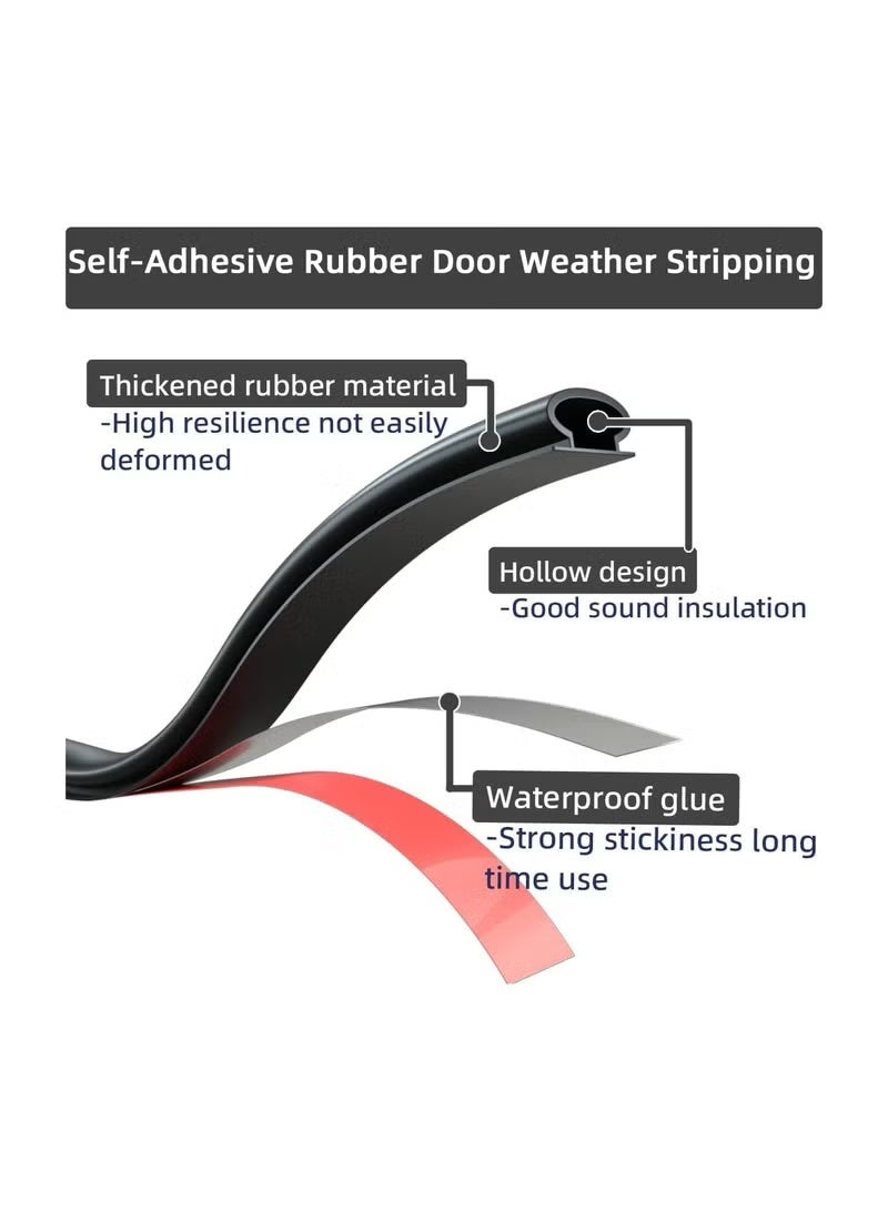 Arabest Door Seal Strip Door Weather Stripping Self-Adhesive Rubber Door Insulation Weather Strip for Window and Door Soundproofing D Shape Weatherstripping for Door Frame Gap Blocker - Image 4