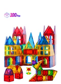 Magblock Magnet Toys Kids Magnetic Building Tiles 100 Pcs 3D Magnetic Blocks Preschool Building Sets Educational Toys For Toddlers Boys And Girls.  - Image 1