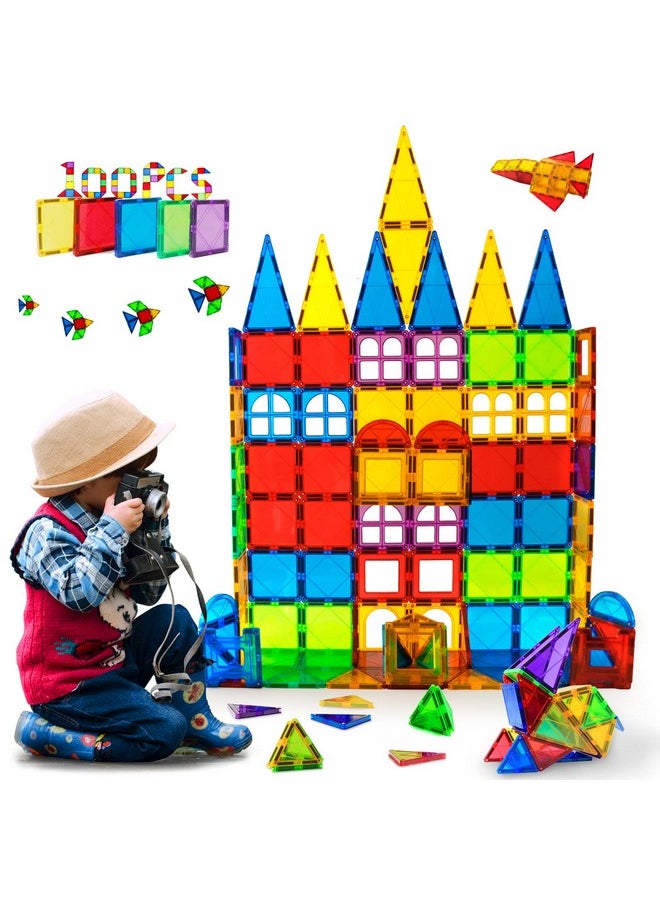 Magblock - Magnet Toys Kids Magnetic Building Tiles 100 Pcs 3D Magnetic Blocks Preschool Building Sets Educational Toys For Toddlers Boys And Girls. - Image 1