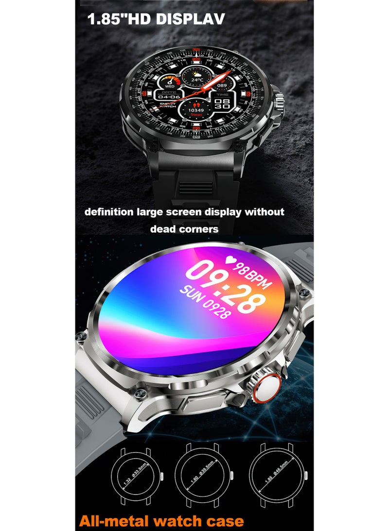 1.85" Ultra HD Smartwatch for Men & Women,IP68 Waterproof,100+ Sports Modes, Heart Rate & Sleep Monitor, Lightweight Comfort Smartwatch with Black Mesh Belt and Original Strap - Image 4