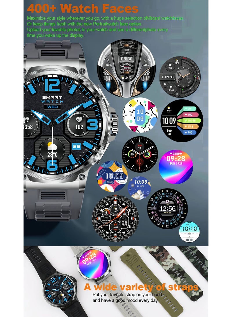 1.85" Ultra HD Smartwatch for Men & Women,IP68 Waterproof,100+ Sports Modes, Heart Rate & Sleep Monitor, Lightweight Comfort Smartwatch with Black Mesh Belt and Original Strap - Image 5