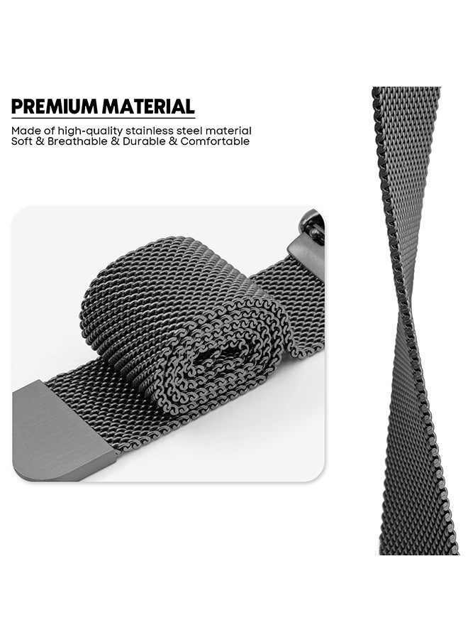 O Ozone - Milanese Loop Band For Redmi Watch 3 Active/Redmi Watch 3 Lite, Magnetic Stainless Steel Mesh Adjustable Replacement Band Men Women - Black - Image 1