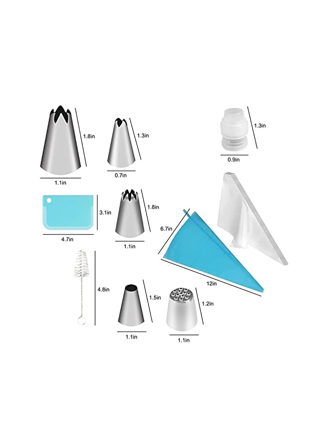 S-TOP Icing Nozzles Set, Cake Decorating Set, Stainless Steel Piping Icing Nozzles, Reusable Silicone Piping Bag, 44 Pieces, Suitable for Cakes, Cupcakes, Cookies, Pastries, Beginners - Image 2