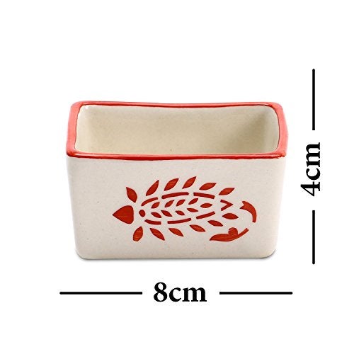 Caffeine Ceramic Handmade Red Boota Dip & Sauce (Set of 6 , 50 ML ) - Image 2