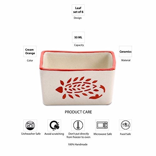 Caffeine Ceramic Handmade Red Boota Dip & Sauce (Set of 6 , 50 ML ) - Image 3