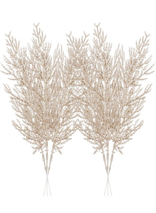 XmasExp Christmas Glitter Stems 24pcs Artificial Pine Tree Picks for Christmas Tree Ornaments fillers, DIY Xmas Wreath, Crafts, Garland, Holiday, Party, Wedding and Home Decoration (Champagne Gold) - Image 1