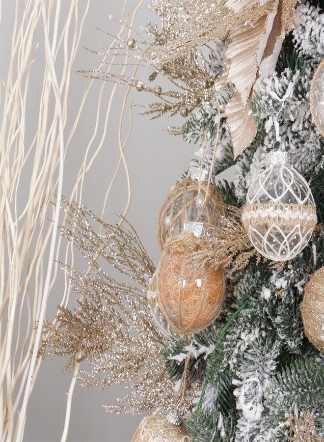 XmasExp Christmas Glitter Stems 24pcs Artificial Pine Tree Picks for Christmas Tree Ornaments fillers, DIY Xmas Wreath, Crafts, Garland, Holiday, Party, Wedding and Home Decoration (Champagne Gold) - Image 5