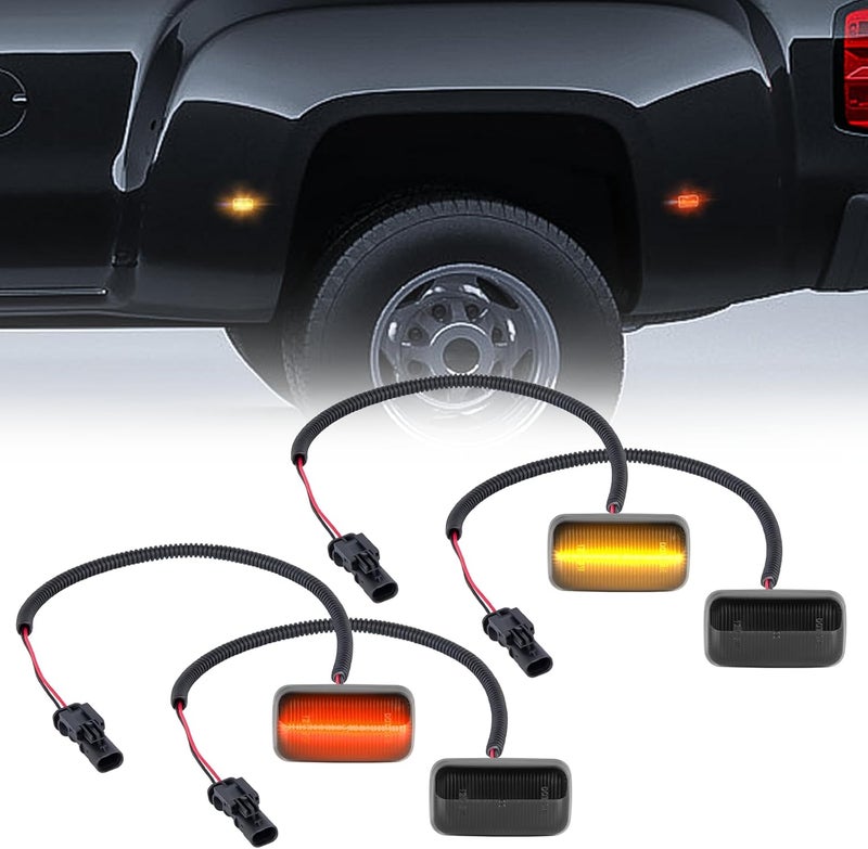 Gempro LED Dually Fender Side Marker Lights for 2015-2023 Chevy Silverado GMC Sierra 2500 3500 - Smoked Lens, 4PCS - Image 1