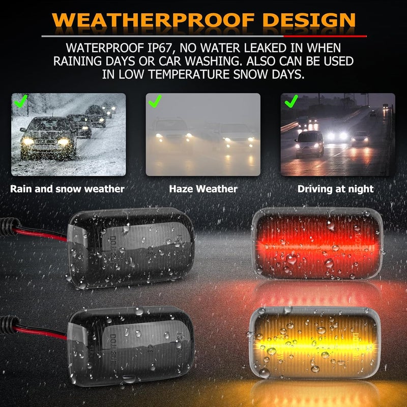 Gempro LED Dually Fender Side Marker Lights for 2015-2023 Chevy Silverado GMC Sierra 2500 3500 - Smoked Lens, 4PCS - Image 5