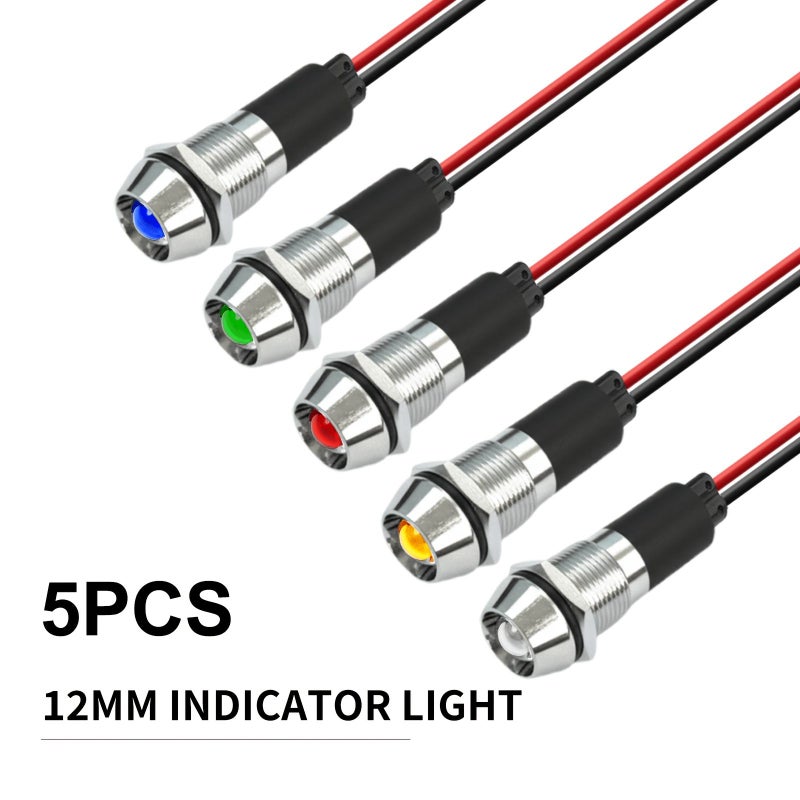 12V 24V Yellow Led Indicator Light Pre Wired Metal Shell Signal Lamp For Boat Dashboard - Image 3