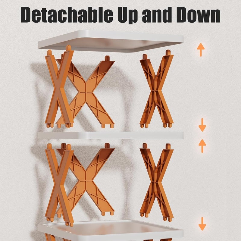 Purfex 3-Piece Shoe Rack Set(3,4,5 tier)– Space-Saving Vertical Storage Organizer,Plastic Stackable X-Shaped Bracket Shoe Shelves for Entryway, Closet, Hallway, and Bedroom – Multi-Colored - Image 4
