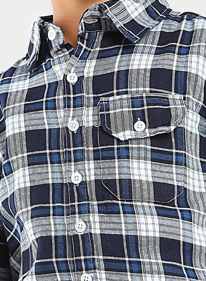 ليل بيكس قميص مطبع بنمط مربعات مع جيب وازرار - Image 3