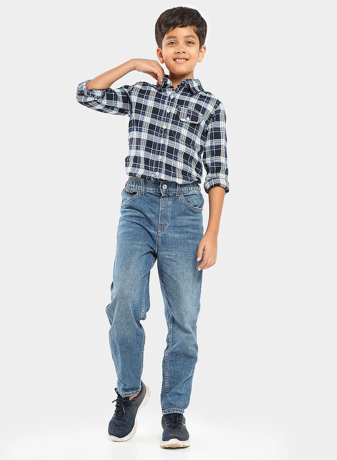 ليل بيكس قميص مطبع بنمط مربعات مع جيب وازرار - Image 1