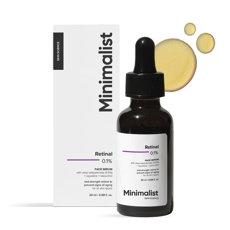Minimalist Retinal 01 Face Serum  Reduces Fine Lines  Wrinkles  Enriched with Bakuchiol  Squalane  AntiAging  Hydrating Formula  For All Skin Types  20 ml - Image 1