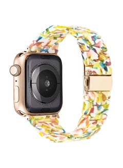 DEALELE Bands Compatible with iWatch 38mm 40mm 41mm, Colorful Resin Replacement Strap for Apple Watch Series 8/7 / 6/5 / 4/3 / SE Women Men, Yellow Floral  - Image 2