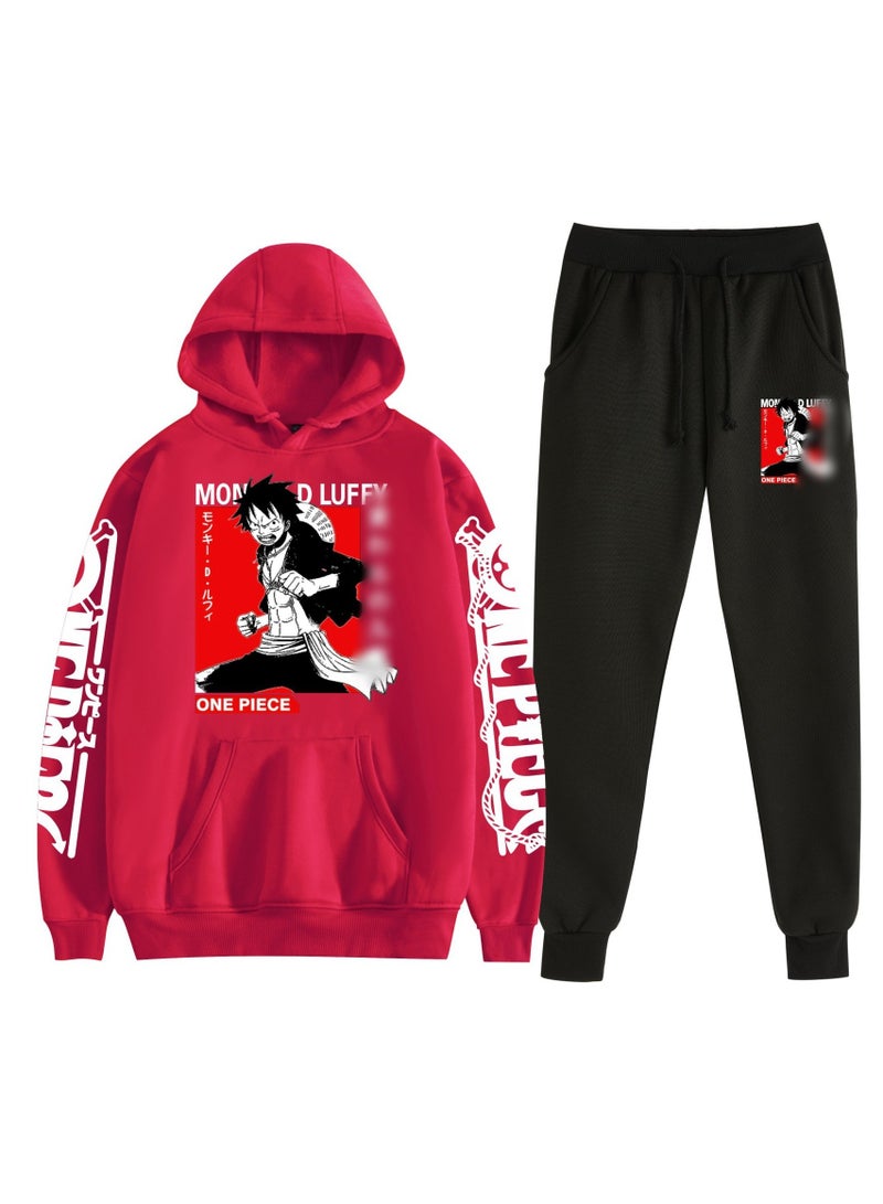 KUYING New One Piece Casual Loose Hooded Sweatshirt And Pants Set  - Image 1