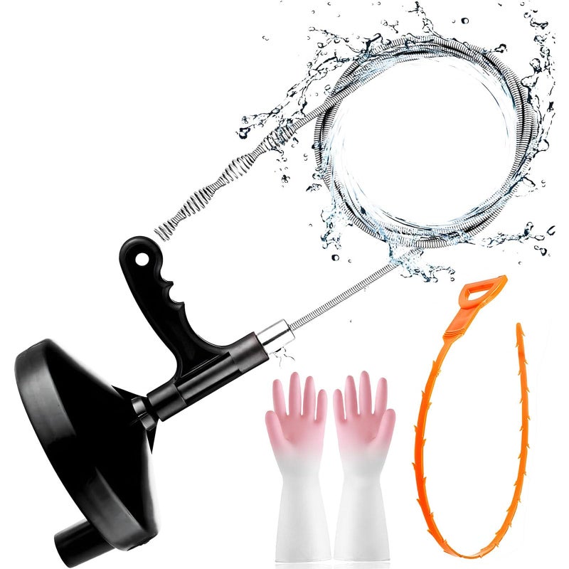 FLSEPAMB Drain Auger 25 Ft Plumbing Snake Snake Drain Clog Remove Tool Professional Sink Snake for Bathtub Drain, Kitchen Sink, Comes with Gloves and 25 Inch Snake Hair Clog Remover - Image 1