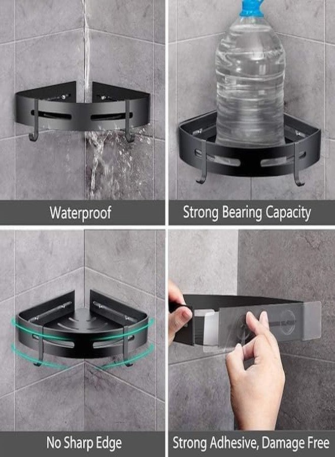 رف تخزين مثلث الشكل للحمام، سهل التركيب، سعة 10 كجم، تصميم بلاستيكي أنيق، مناسب للحمام والمرحاض وتنظيم المناشف، ثلاث طبقات، لون أسود أنيق - Image 2