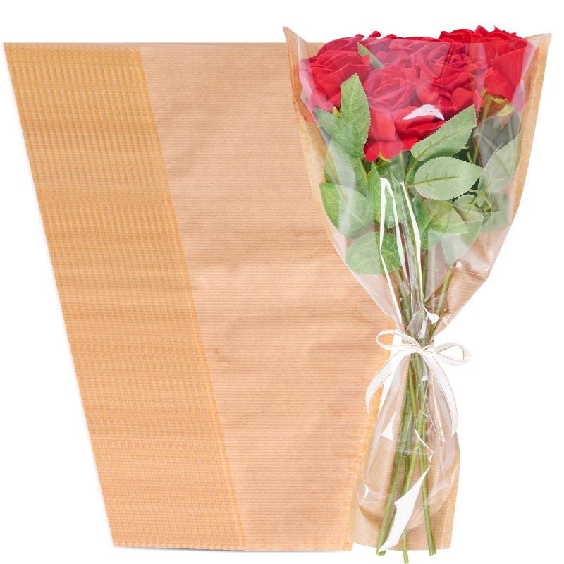 baotongle 20 Pack Flower Bags for Bouquets Flower Sleeves for Bouquets Bags with Ribbon for Valentine's Day Birthday Wedding Graduation Father's Day Gift Packing - Image 1