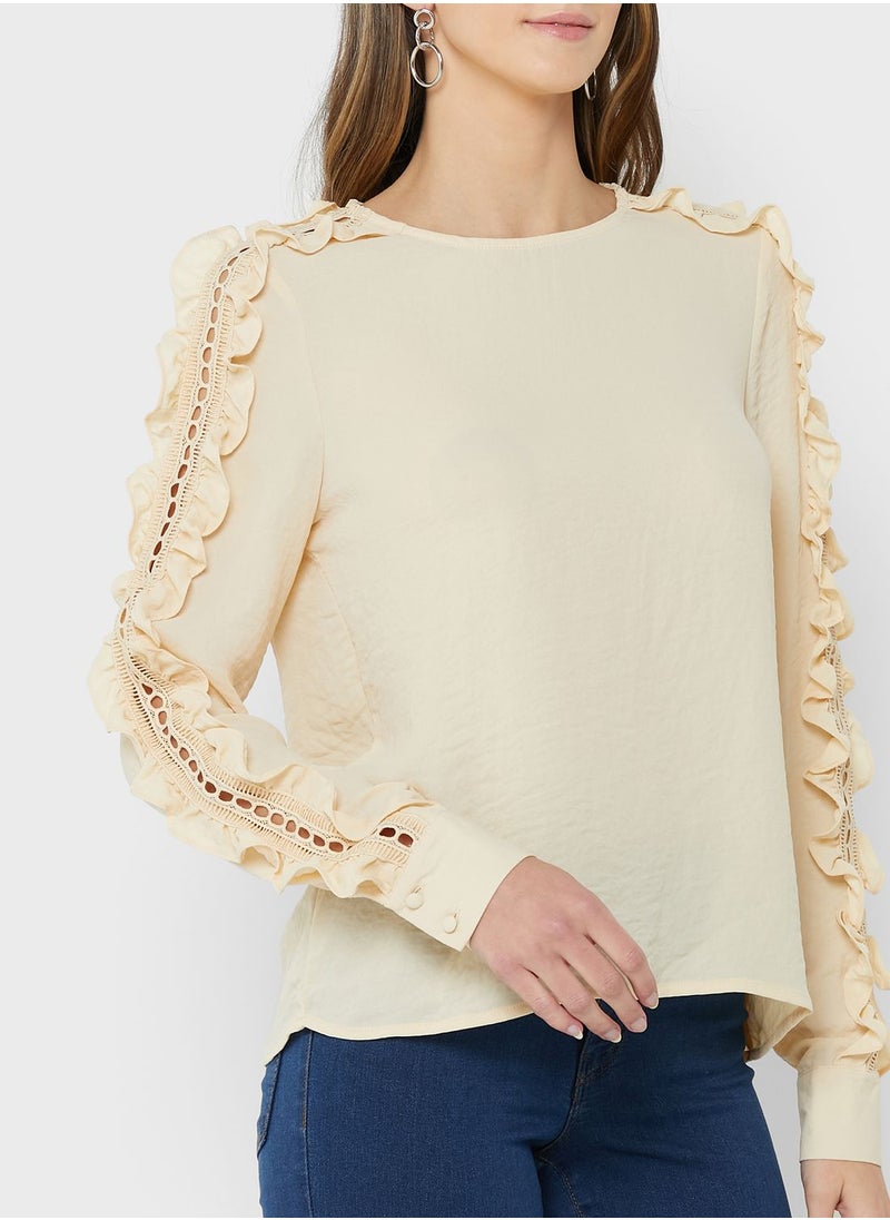 VERO MODA - Floral Detailed Knitted Ladder Top - Image 1