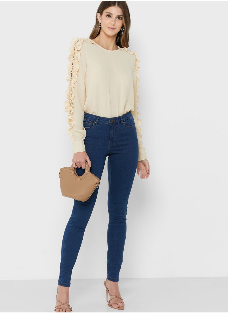 VERO MODA - Floral Detailed Knitted Ladder Top - Image 1