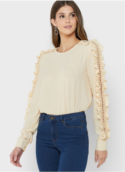 Floral Detailed Knitted Ladder Top
