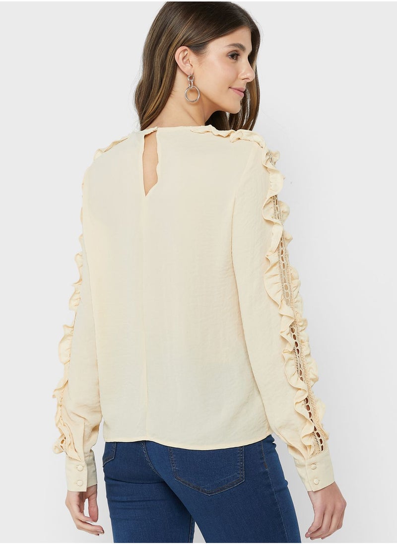 VERO MODA - Floral Detailed Knitted Ladder Top - Image 1